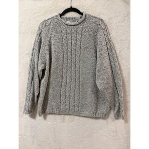 Maggie Lawrence Gray Marled Cable Knit Crewneck Sweater Plus Size 22/24 Vintage